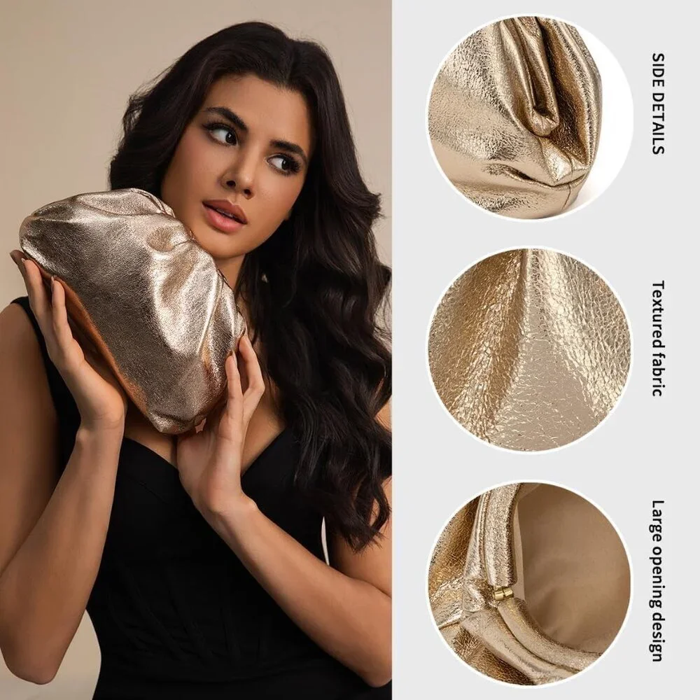 Vegan Leather Clutch Purse Womens Fringe Evening Bag Compact Elegant